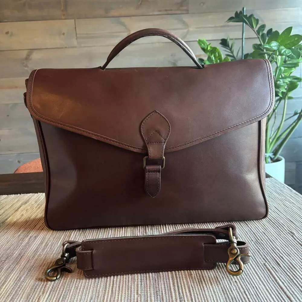 EDDIE BAUER | Vintage Mahogany Leather Shell Briefcase / Portfolio Bag